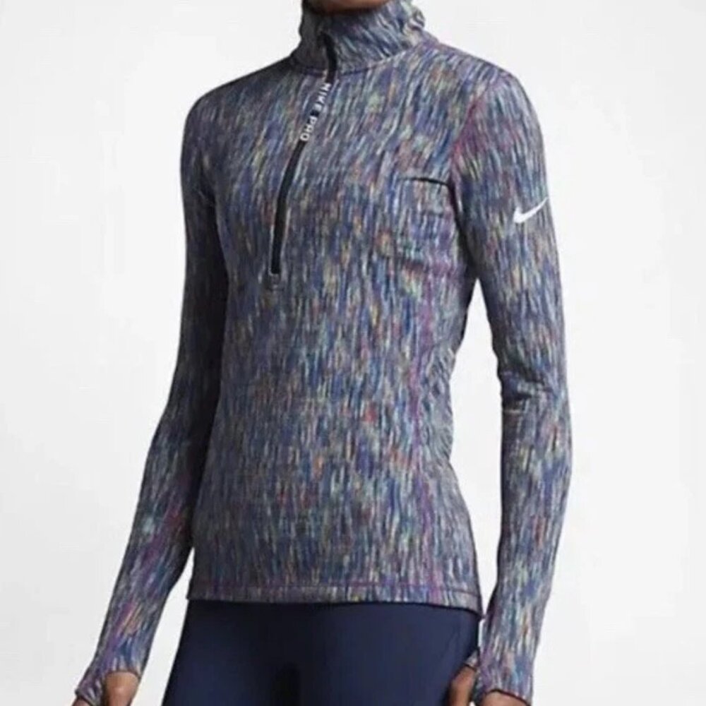 Nike Pro Soulcycle Women's Blue Hyperwarm Long Sleeve Athletic Outfit Top - Picture 3 of 9